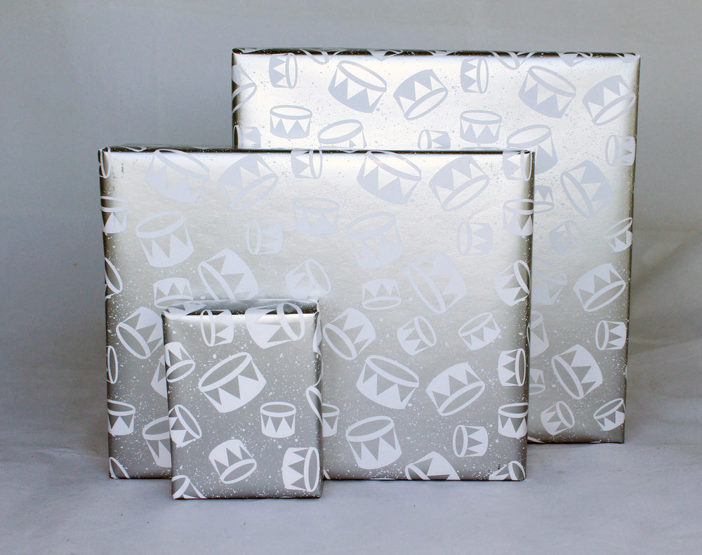 GAVEPAPIR SØLV TROMME METALLIC 3 M X 70 CM