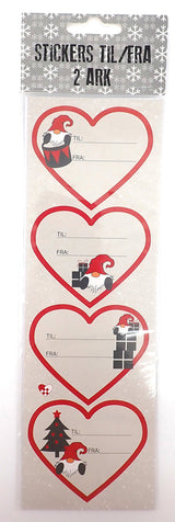 STICKERS TIL/FRA HJERTE/NISSE/PAKKER 2 ARK