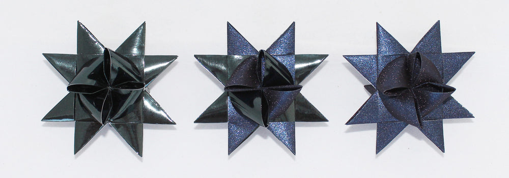 STJERNESTRIMLER GLITTER/METALLIC MØRKEBLÅ 15 MM 24 STK