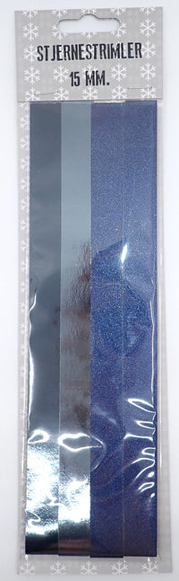 STJERNESTRIMLER GLITTER/METALLIC MØRKEBLÅ 15 MM 24 STK