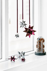 Stjerne flettet bordeaux bordeaux glitter/metallic 18 cm