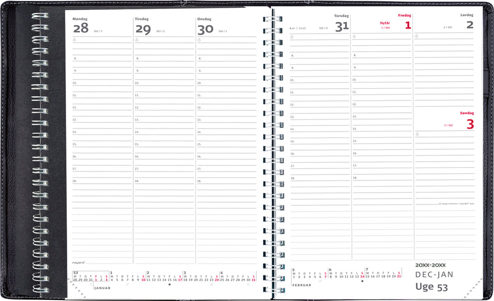 A5 ugekalender notesbog sort 2019 Mayland