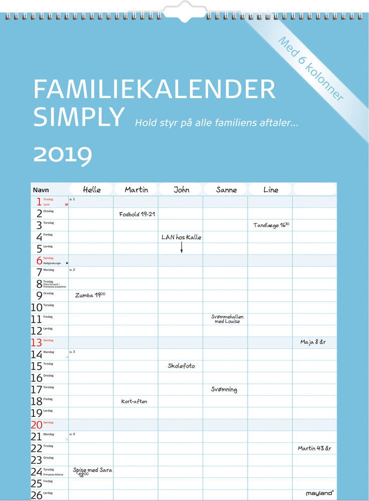 FAMILIEKALENDER SIMPLY  2019 MAYLAND