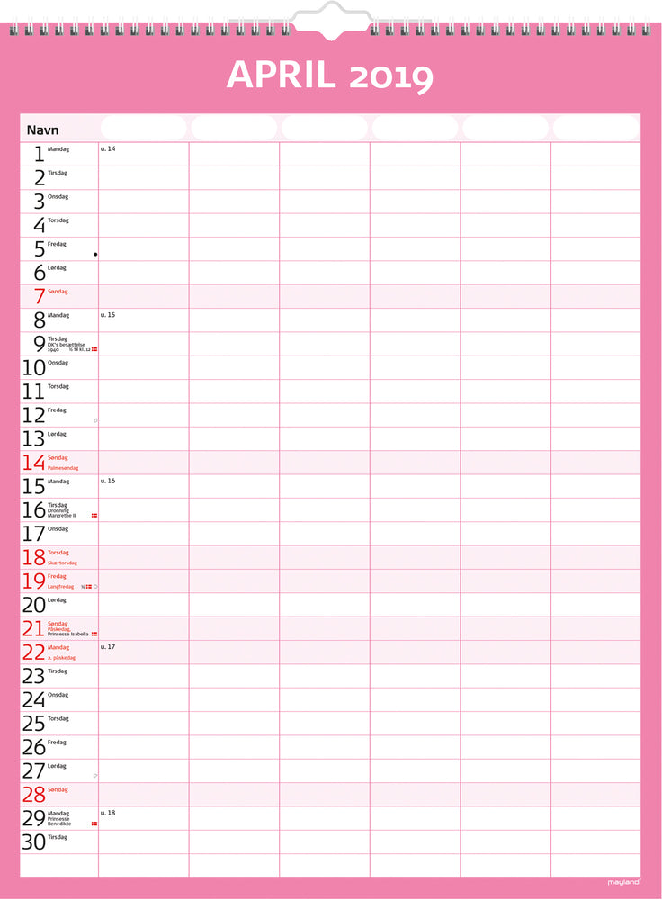 FAMILIEKALENDER SIMPLY  2019 MAYLAND