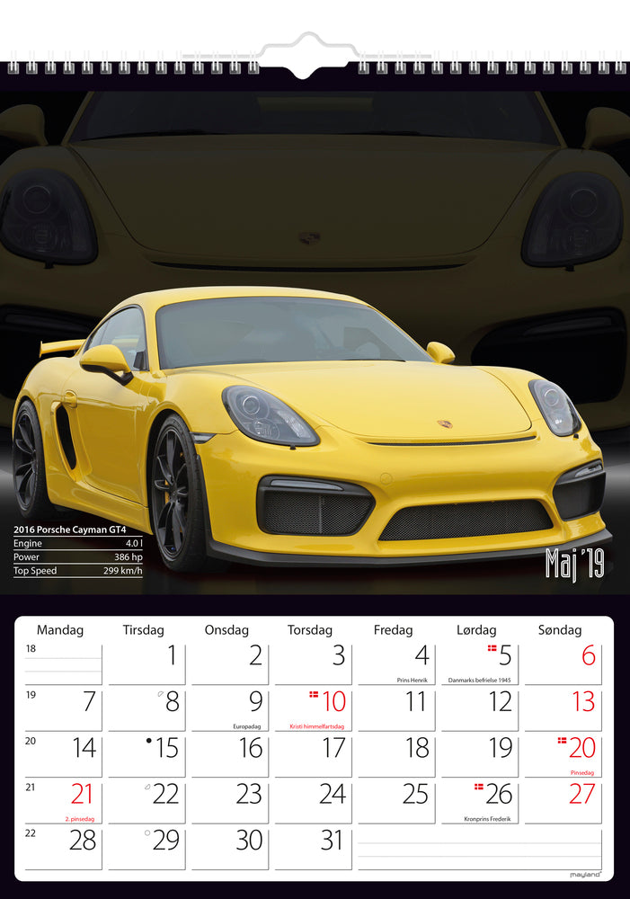 VÆGKALENDER BILER  2019 MAYLAND