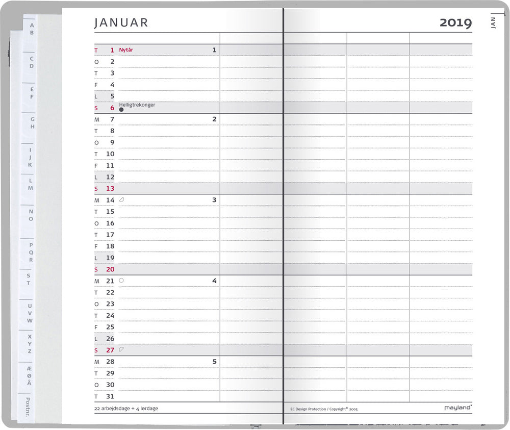 FAMILIEKALENDER ILLUSTRATIONER  2019 MAYLAND