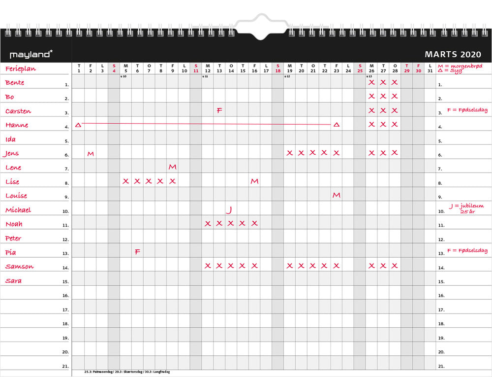 COMBI-PLANNER MÅNED  2019 MAYLAND