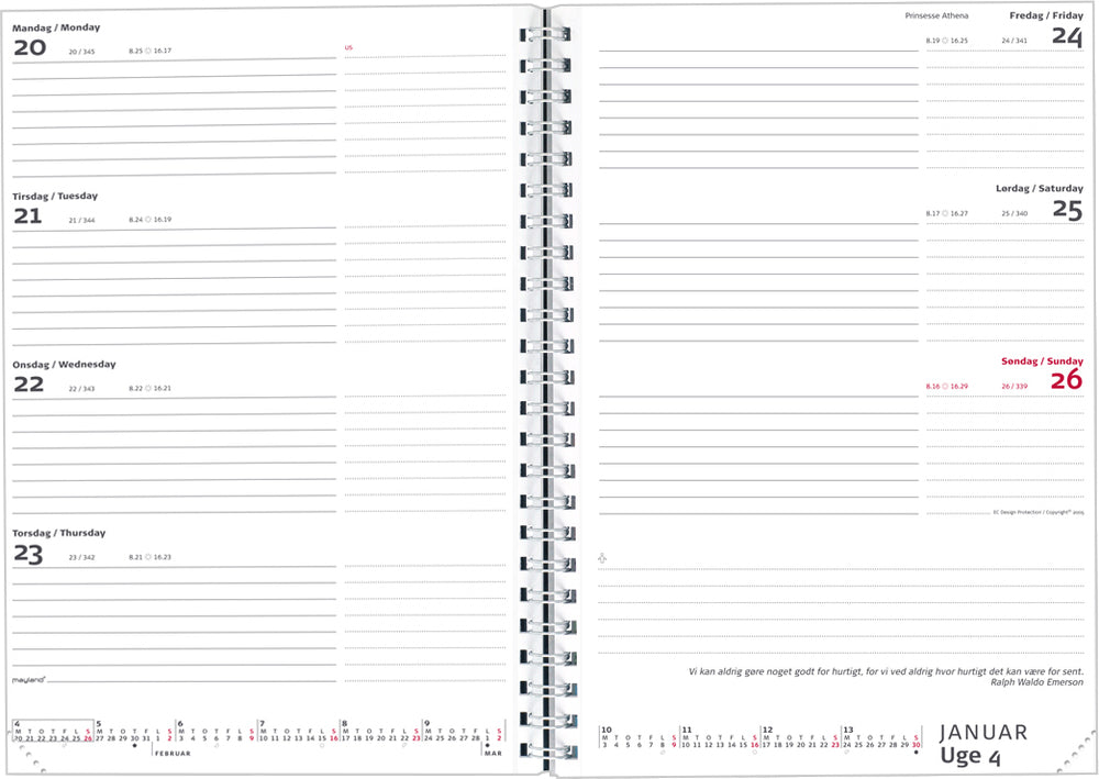 A5 UGEKALENDER PP SORT  2019 MAYLAND