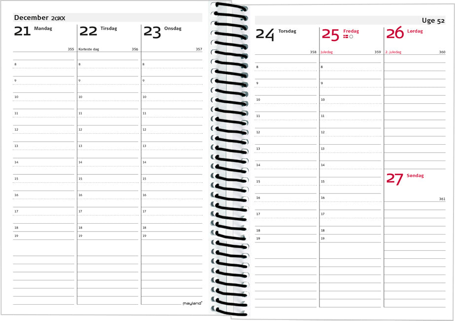 ECOLINE A6 UGEKALENDER SORT  2019 MAYLAND