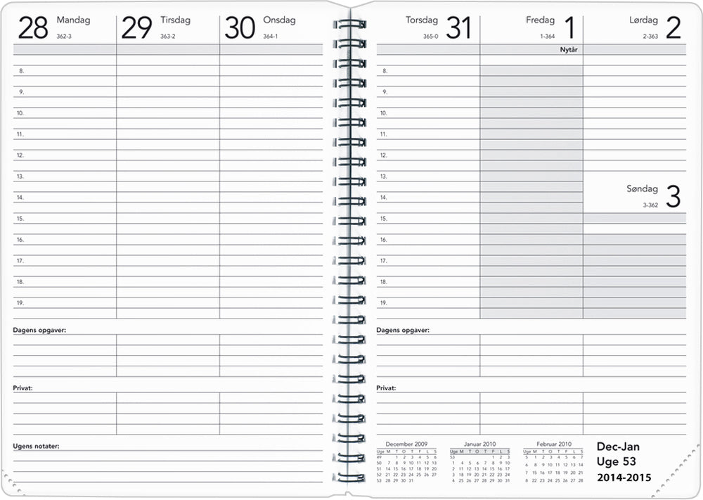 BASIC A5 UGEKALENDER GRÅ  2019 MAYLAND