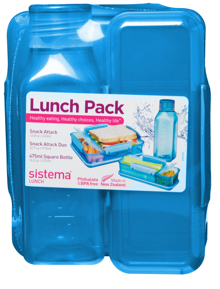 Madkasse/drikkeflaske Sistema lunch 3 pack box set ass