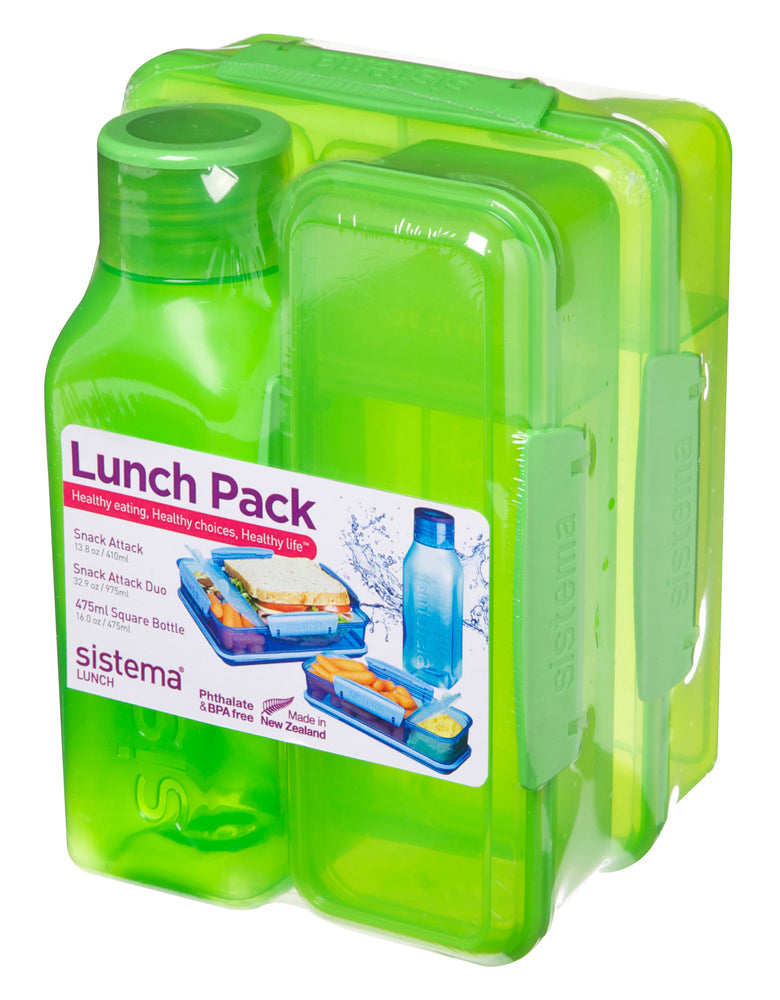 Madkasse/drikkeflaske Sistema lunch 3 pack box set ass