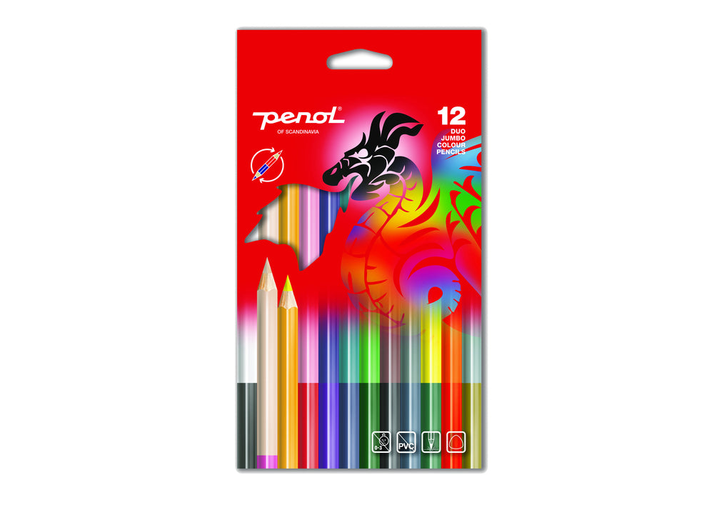 FARVEBLYANTER PENOL 12 STK. JUMBO TWIN DUO 24 FARVER