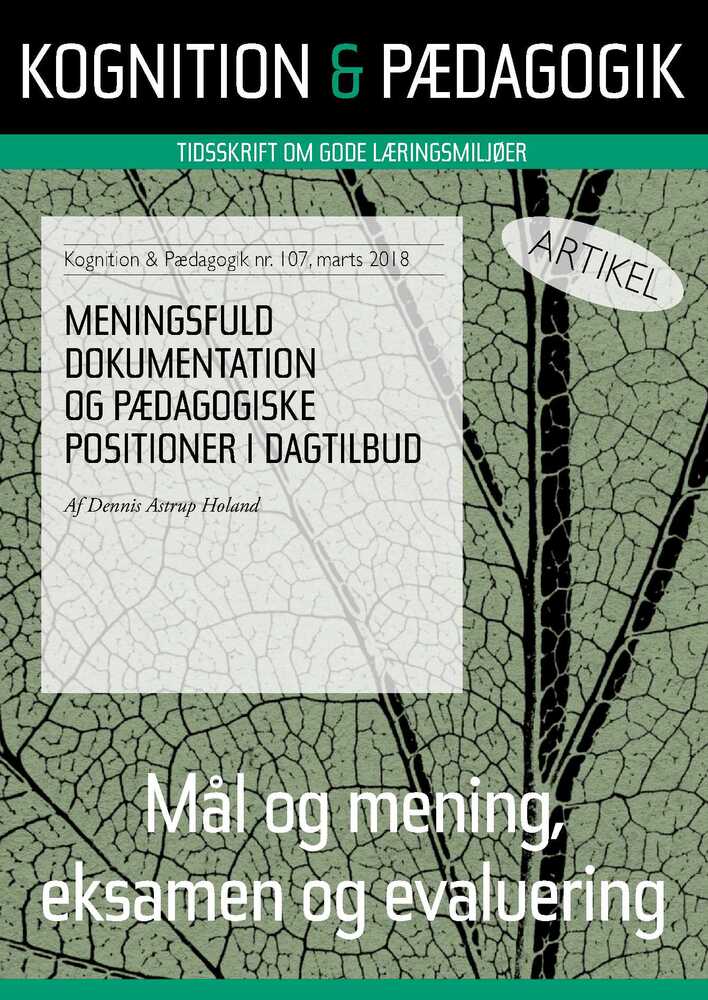 Meningsfuld dokumentation og pædagogiske positioner i dagtilbud