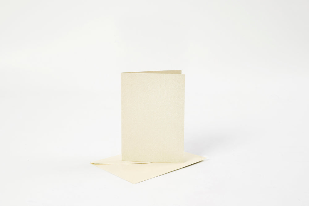 KORT OG KUVERTER KORT 10,5X15 CM RÅHVID PERLEMOR 4SÆT