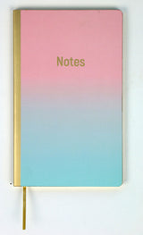 Notesbog soft dip-dye lyserød/blå/guld linjeret 13x21