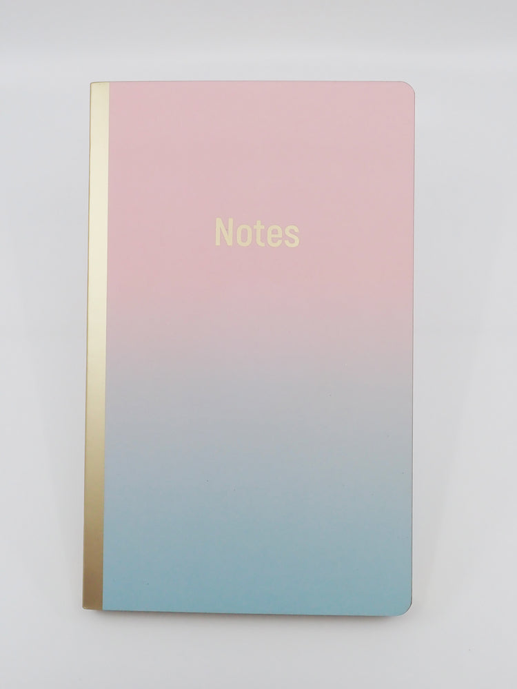 Notesbog soft dip-dye lyserød/blå/guld linjeret 13x21
