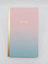 Notesbog soft dip-dye lyserød/blå/guld linjeret 13x21