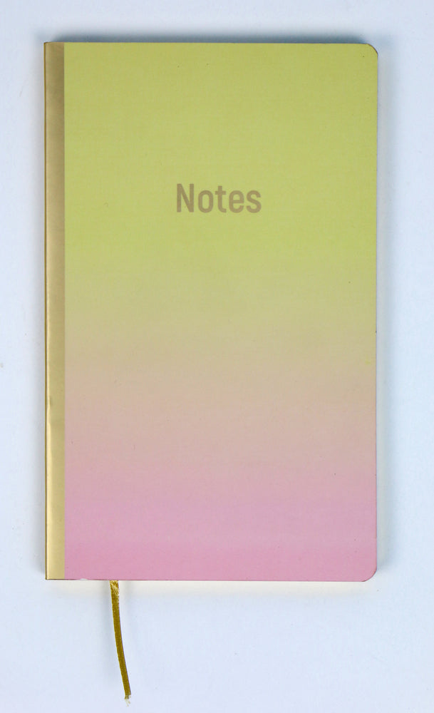 Notesbog soft dip-dye gul/lyserød/guld linjeret 13x21