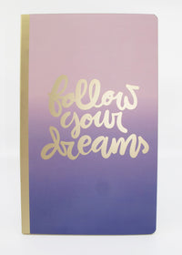 Notesbog soft dip-dye lilla follow your dream 13x21
