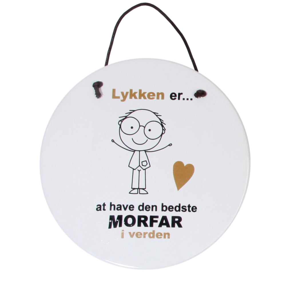 KERAMIK PLATTE MORFAR LYKKEN ER HVID