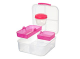 Madkasse pink med indsatser og yoghurtbæger 1,25 L
