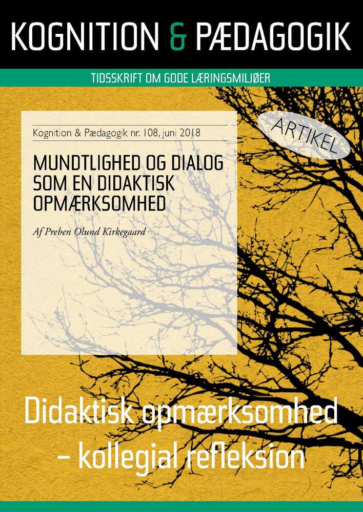 Mundtlighed og dialog som en didaktisk opmærksomhed