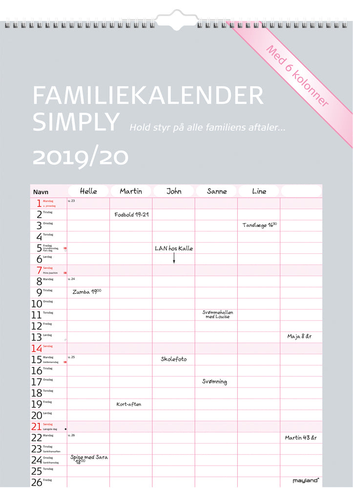 MAYLAND SKOLEÅRSKALENDER 19/20 FAMILIE SIMPLY