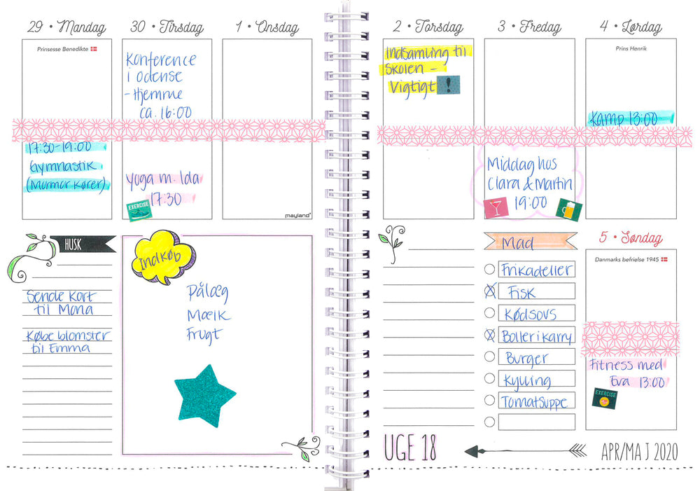 Mayland studiekalender 19/20 A5 højformat