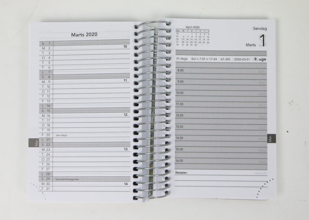 STUDIEKALENDER 2019/20 PU LILLE PRÆG DK 2 ASS SORT OG GRÅ