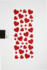 Glitter stickers 10x24 cm ca 84 stk rød hjerter 2ark