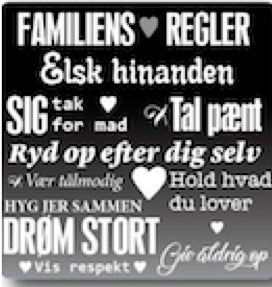 Citatmagnet familiens regler 9x9cm