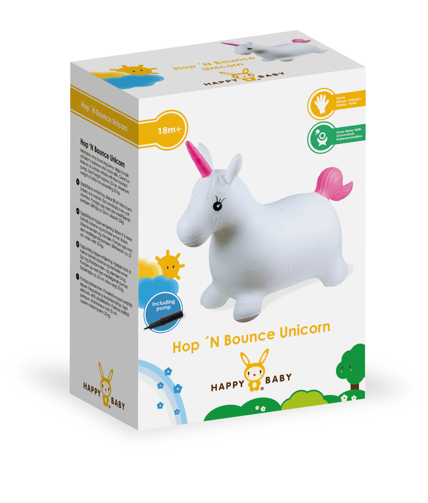 HAPPY BABY HOP N BOUNCE ENHJØRNING OPPUSTELIG