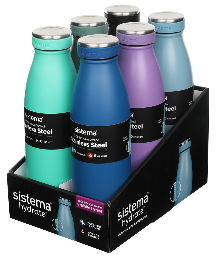 Sistema drikkeflaske stainless steel 500 ml ass farver