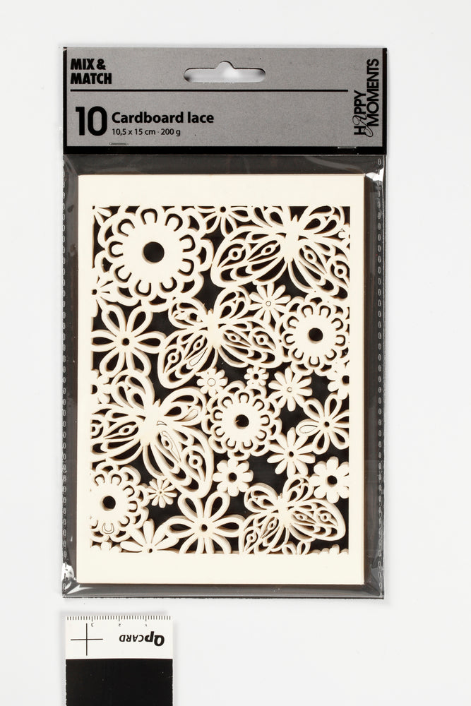 KARTON UDSTANSET M/MØNSTER RÅHVID 10,5X15CM 200G 10 STK