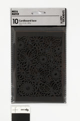 KARTON UDSTANSET M/MØNSTER SORT 10,5X15CM 200G 10 STK
