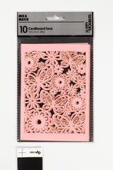 KARTON UDSTANSET M/MØNSTER LYSERØD 10,5X15CM 200G 10 STK