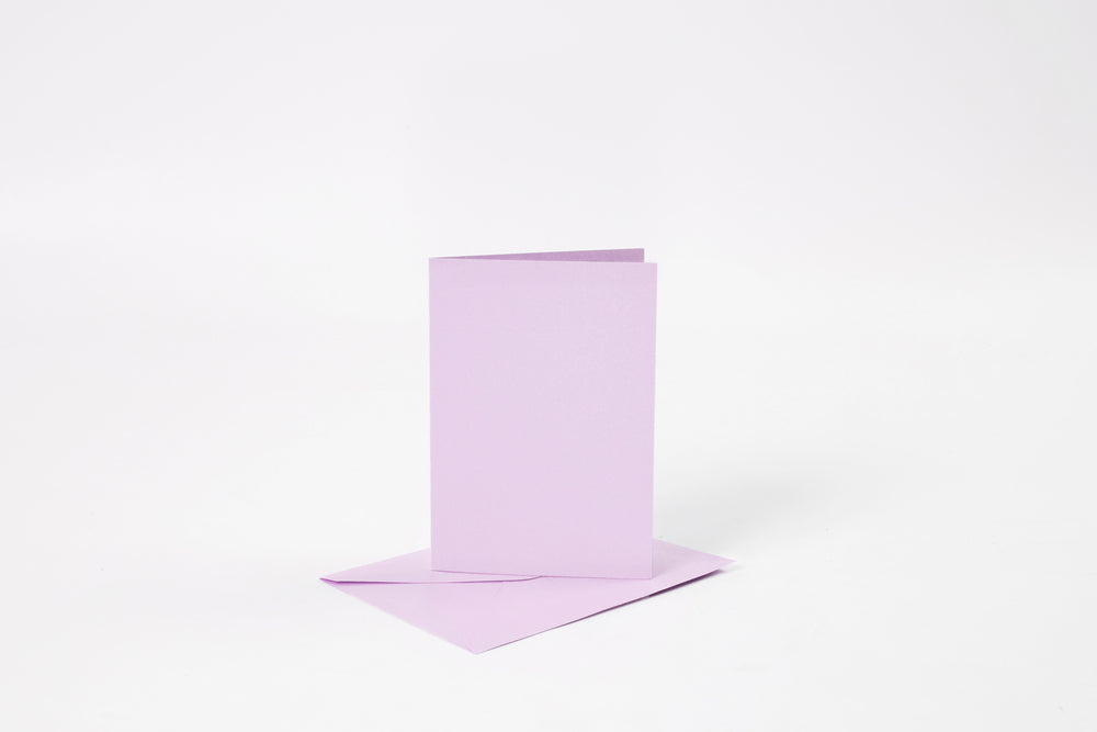 KORT OG KUVERTER KORT 10,5X15 CM LYS LILLA 6SÆT