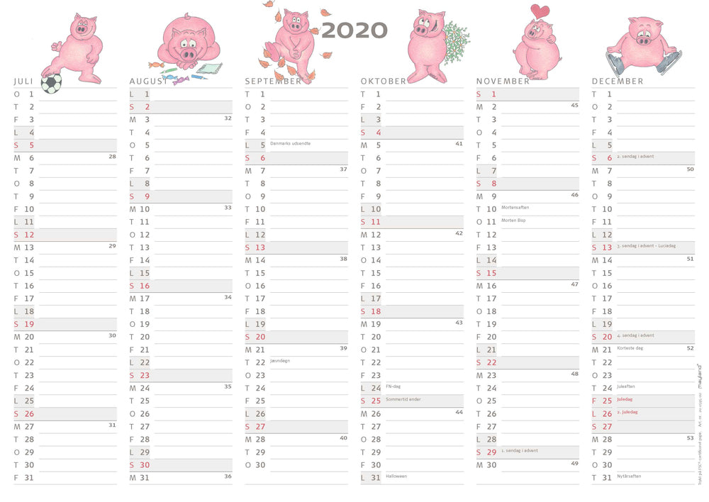 KONTORKALENDER A4 HUMOR GRISE  2020 MAYLAND
