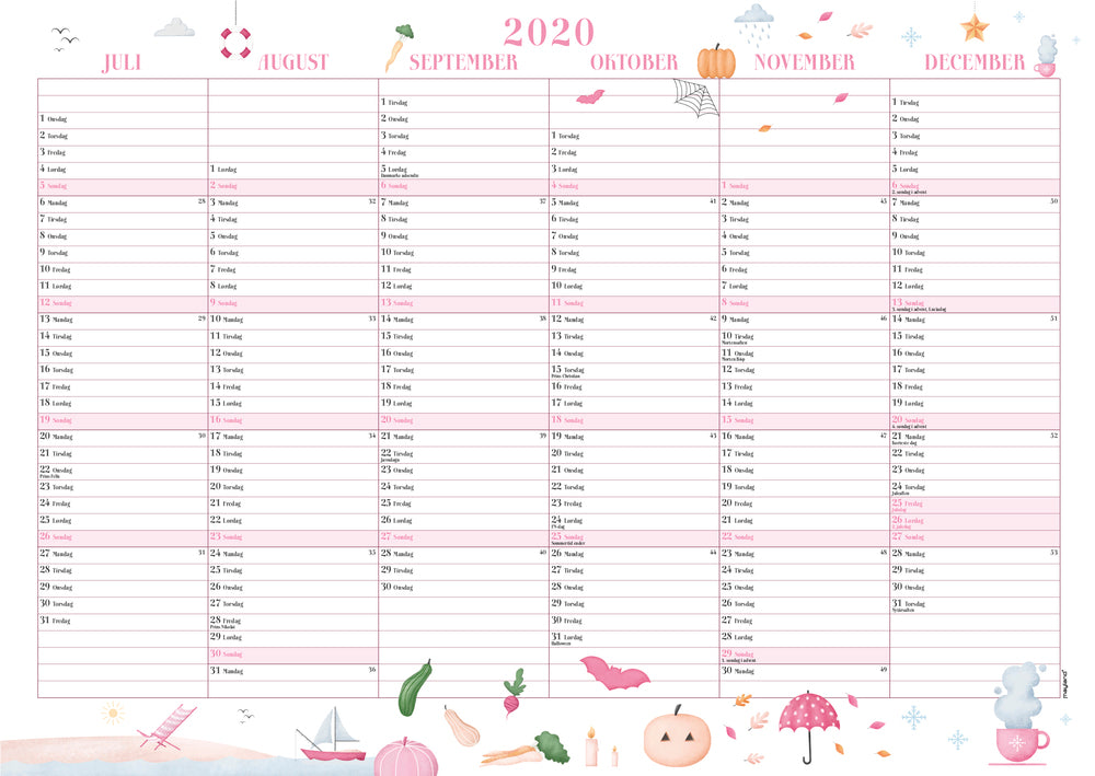VÆGKALENDER A3 ANNIES  2020 MAYLAND