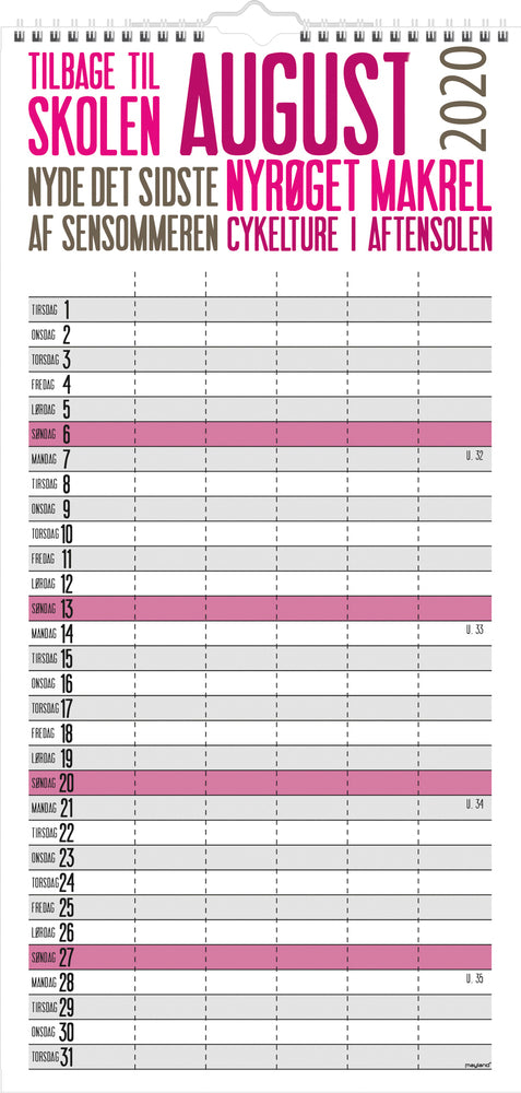 FAMILIEKALENDER TREND  2020 MAYLAND