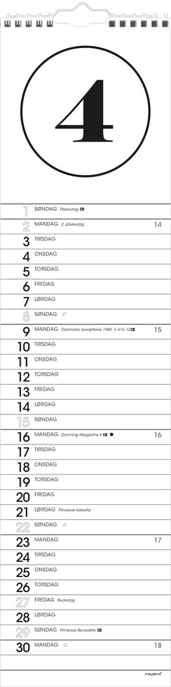 Vægkalender simple  2020 Mayland