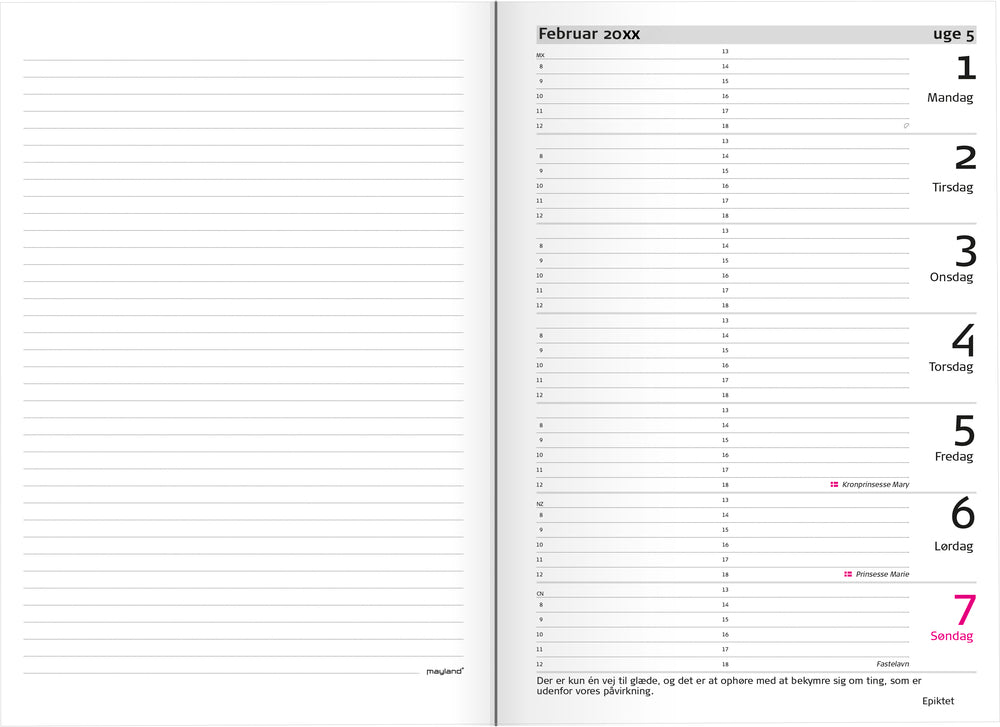 UGEKALENDER A5 NOTES KUNSTSKIND SORT  2020 MAYLAND