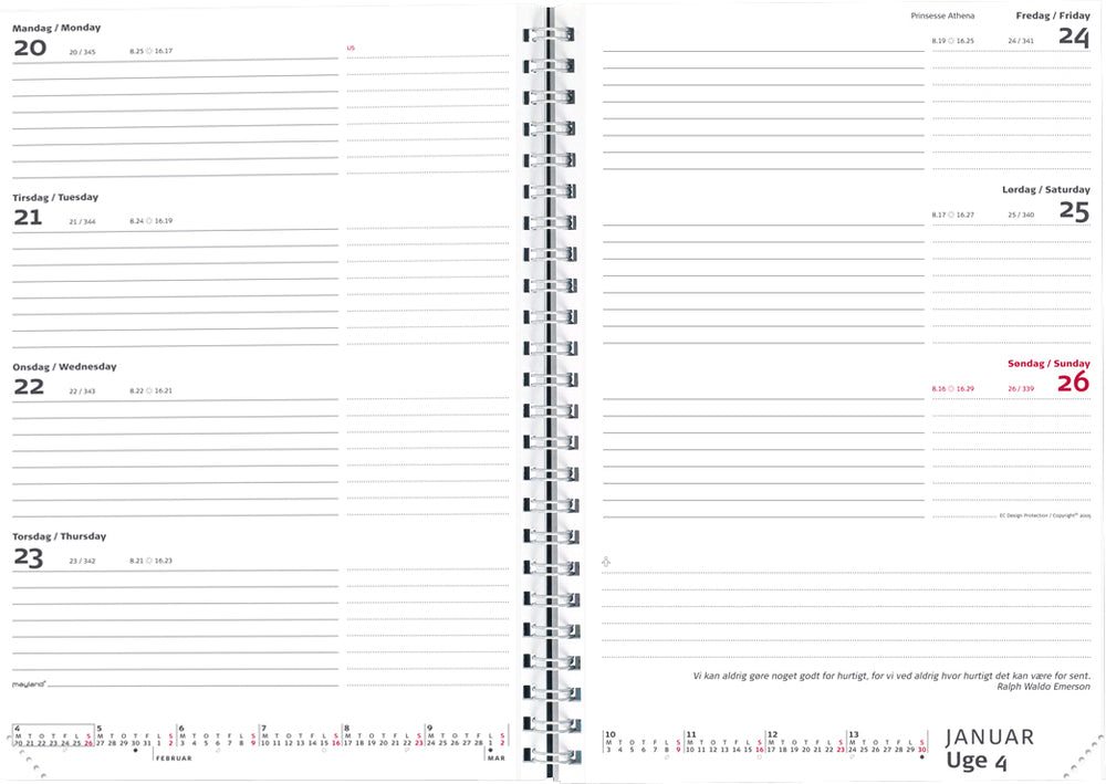 UGEKALENDER A5 INTERNATIONAL PP SORT  2020 MAYLAND