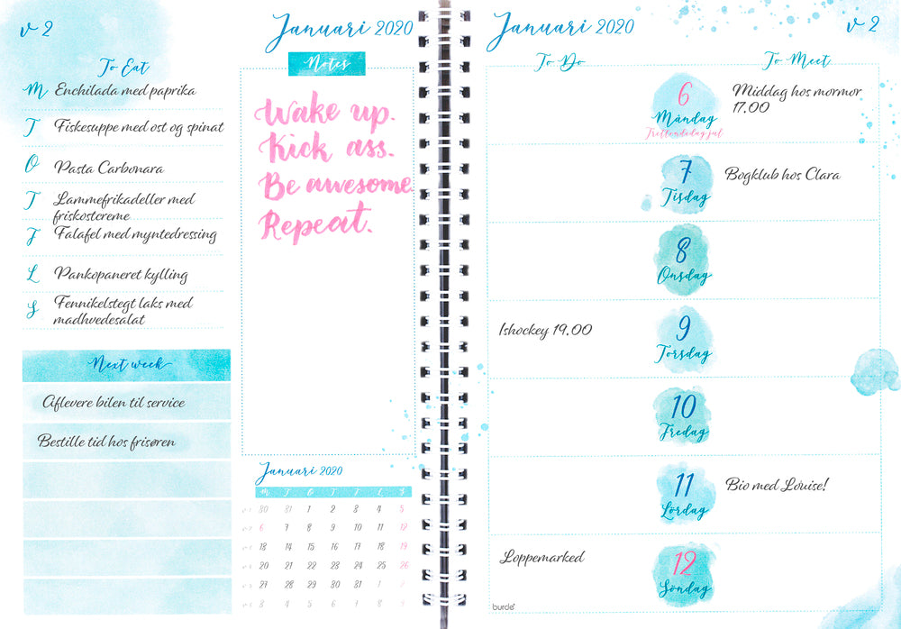 UGEKALENDER A5 LIFE PLANNER BLÅ  2020 MAYLAND