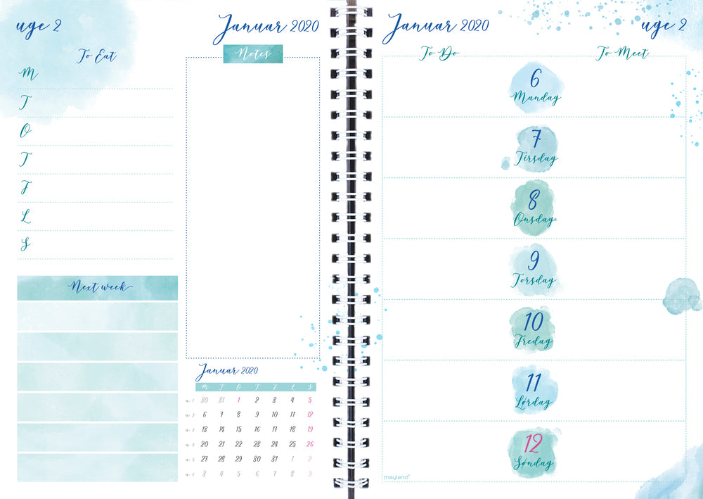 UGEKALENDER A5 LIFE PLANNER BLÅ  2020 MAYLAND