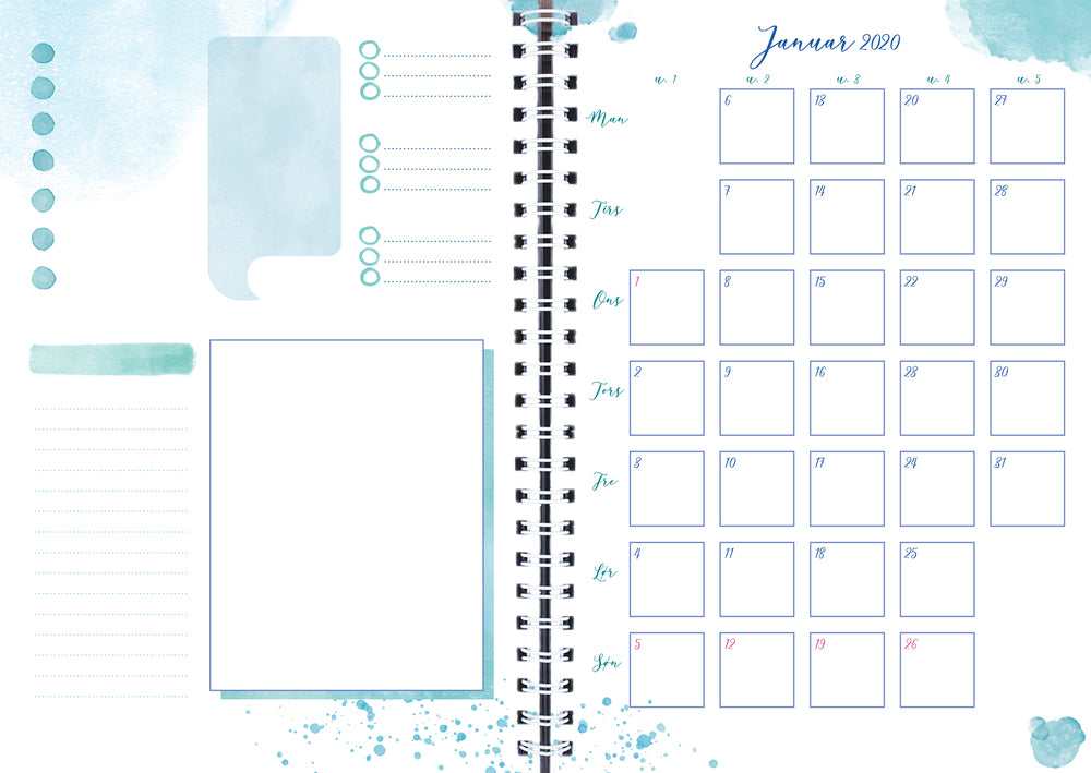 UGEKALENDER A5 LIFE PLANNER BLÅ  2020 MAYLAND