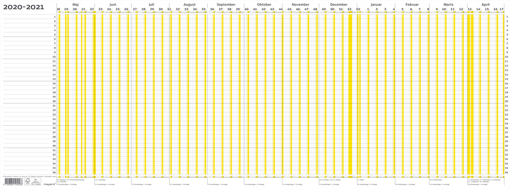 Ferie planner 2020/2021 100 x 20 cm Mayland