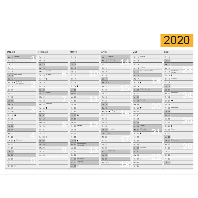 VÆGKALENDER FILOFAX A4 2020