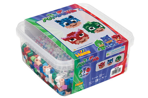 HAMA MAXI PYJAMASHELTENE PERLER OG STIFTPLADE I BØTTE